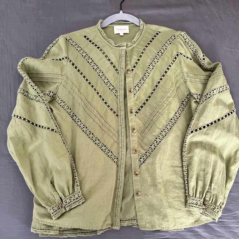 Sezane Athénaïs Blouse Olive - Size 6